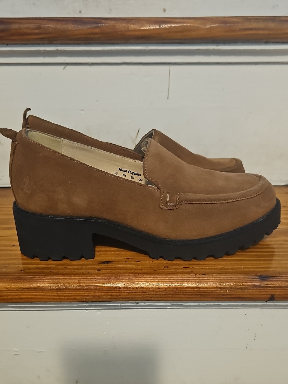 Hush Puppies Tan Suede Lug Sole Loafers